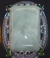 Jade of Yesteryear Sterling Silver Emerald-Cut Green Jade & Multi-Gemstone Ring, Size 6